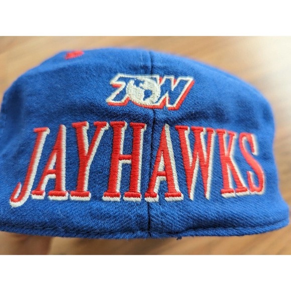 Vintage 90s Kansas Jayhawks Hat 7 1/4 Top Of The World Blue Wool - Picture 6 of 10